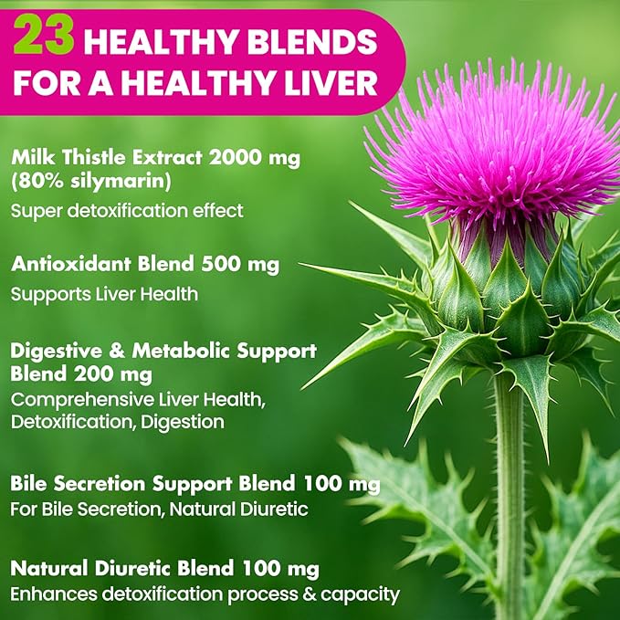 Liver Cleanse Detox &amp Repair Gummies 2000 mg Milk Thistle Supplement with Dandelion Root Glutathione &amp Artichoke 23-in-1 Herbal Formula for Liver Detox &amp Health Non-GMO Vegan 16 Pack