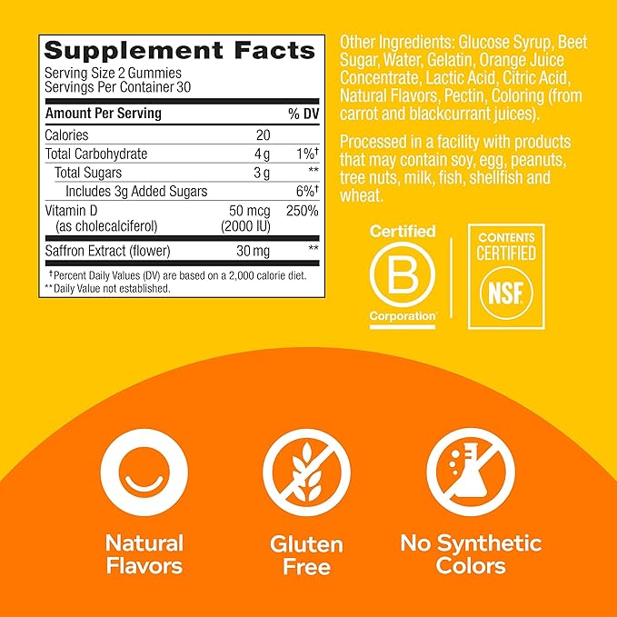 OLLY Hello Happy Gummy Worms Mood Balance Support Vitamin D &amp Undeniable Beauty Gummy for Hair Skin Nails Biotin Vitamin C Keratin Chewable Supplement Grapefruit 30 Day Supply - 60 Coun