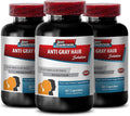 Restore Hair Growth - Anti Gray Hair Natural Formula for Men and Women - Folic Acid Supplement for Women Fo ti Powder Chlorophyll biotin for Gray Hair Gray Hair Vitamins 3 Bottles 180 Capsules