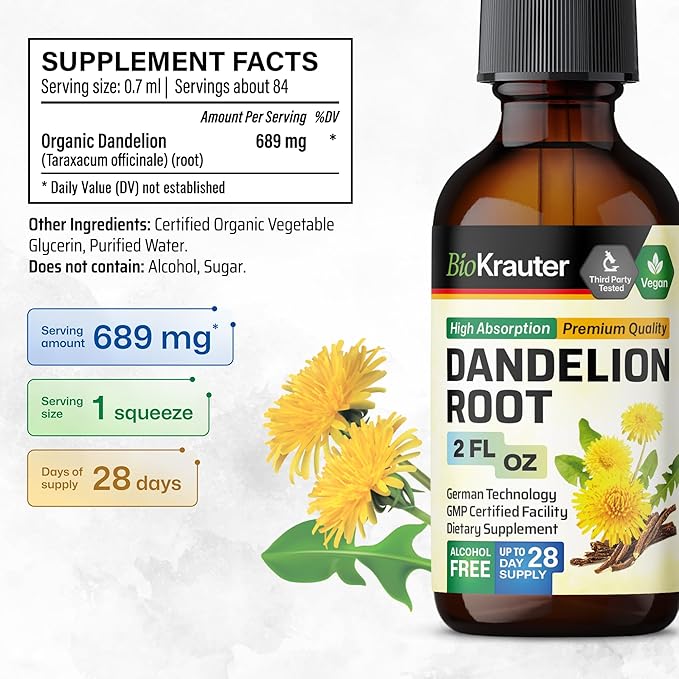 BIO KRAUTER Dandelion Tincture 2 Fl. Oz. &amp Milk Thistle Tincture 2 Fl. Oz.