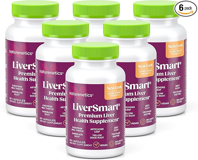 Naturenetics Milk Thistle Liver Cleanse &amp Support Supplement 60 Capsules - 80% Silymarin Extract with Artichoke &amp Dandelion Supports Liver Enzymes Energy &amp Digestion - Vegan Gluten-Fr
