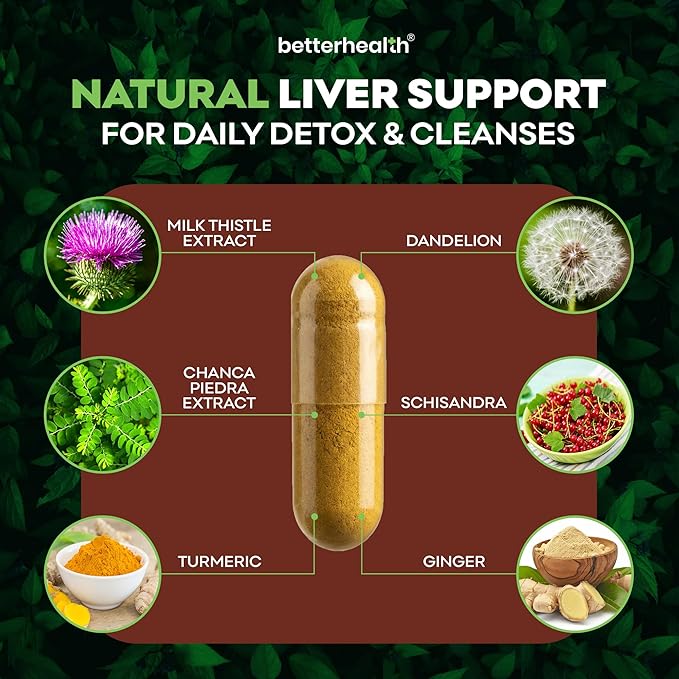 Liver Cleanse Detox &amp Repair Supplement with Milk Thistle Dandelion Root &amp Artichoke Extract – Herbal Liver Support &amp Daily Detox Capsules for Men &amp Women Vegan 60 Count
