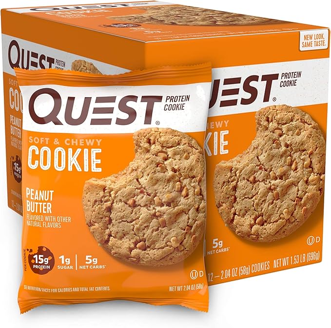 Quest Nutrition Protein Snacks Bundle - Peanut Butter Cups Peanut Butter Cookies and Chocolate Chip Cookies (12 Count Each)