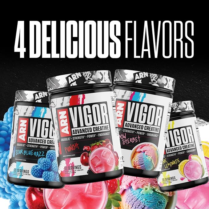 Arms Race Nutrition | ARN | Vigor Advanced Creatine Formula (30 Servings Sour Blue Razz)
