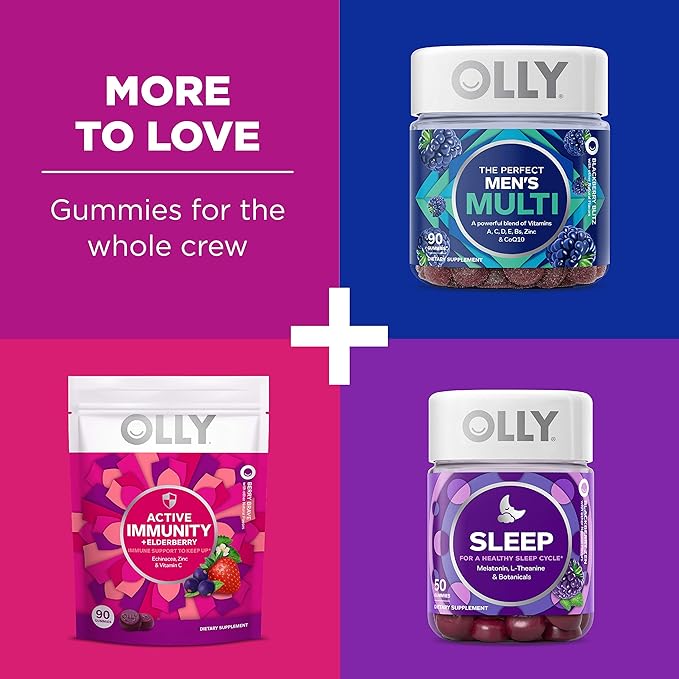 OLLY The Perfect Women's Multi and Kid's Multi +Probiotic Family Pack Gummies 2 Count Chewable Supplement
