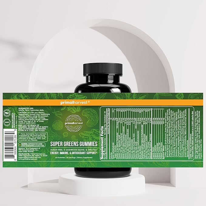 Primal Harvest Daily Two-Step Routine | Ashwagandha + Greens Gummies | 2 Pack | 30 Day Supply