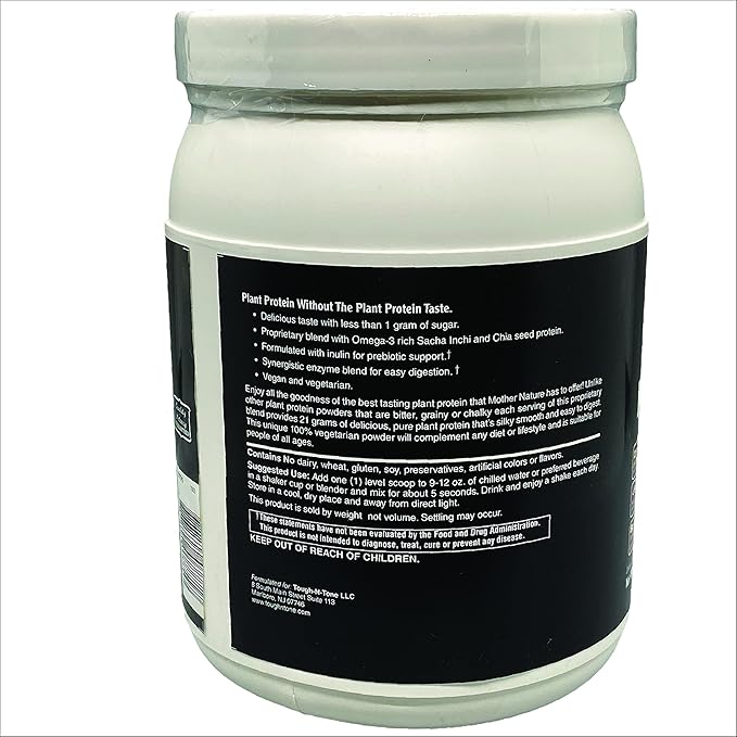 TOUGH-N-TONE Premium Grade Plant Protein a Delicious Chocolate Vegan Shake peas Cranberry chia and Sacha inchi Omega-3 EFAs Vegan &amp Vegetarian no Dairy no Wheat no Gluten no Soy