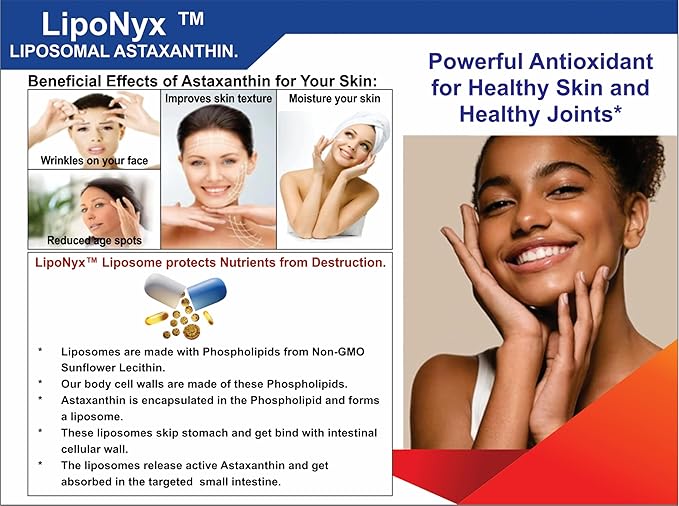 Nikoni Liposomal Astaxanthin 24mg with Kril Oil 500mg Supplement 120 softgels