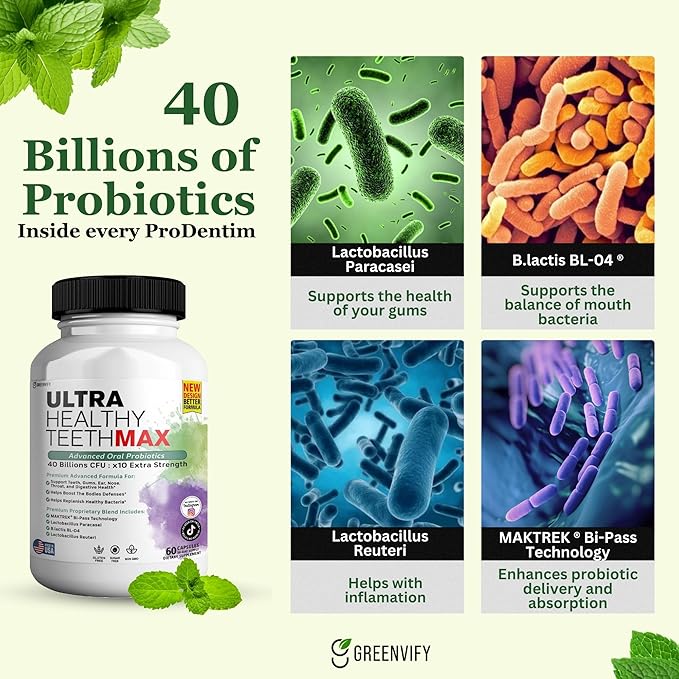 Ultra Healthy Teeth Max Probiotic Supplement 40 Billion CFU 60 Capsules Advanced Oral Health Formula (5)