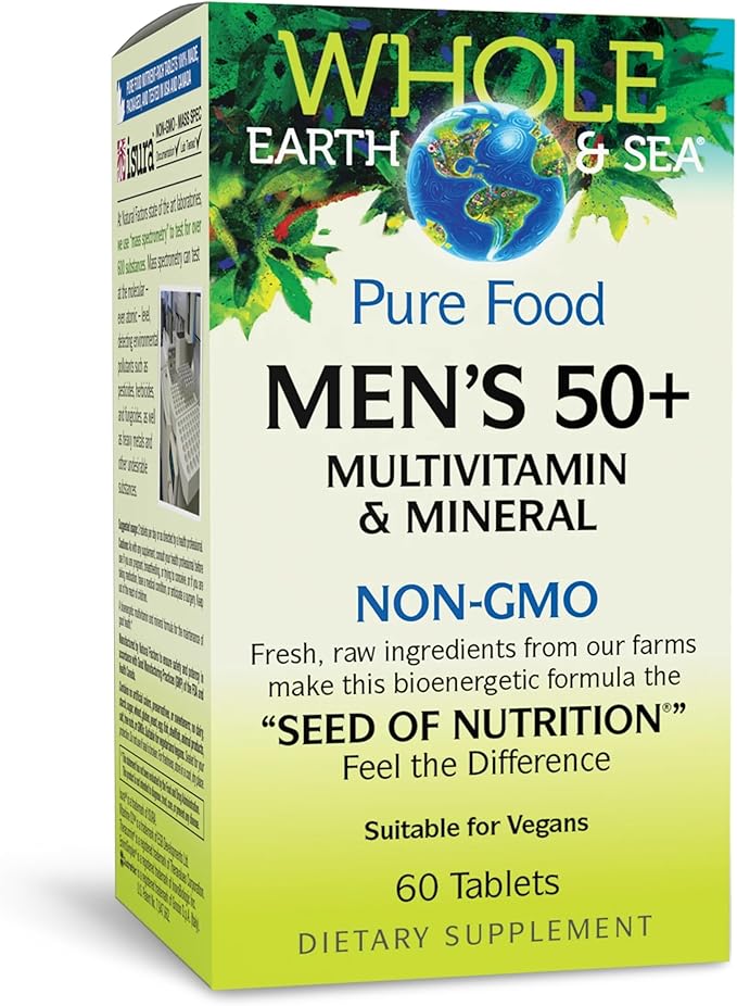 Natural Factors Men's 50+ Multivitamin &amp Mineral 1 Serving Contains Nutrition Equivalent to ½ lb of Veggies 60 Count (Pack of 1)