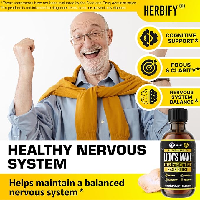 HERBIFY Bundle - Lions Mane Drops &amp K2 and D3 Drops - Brain Support &amp Bone Strength