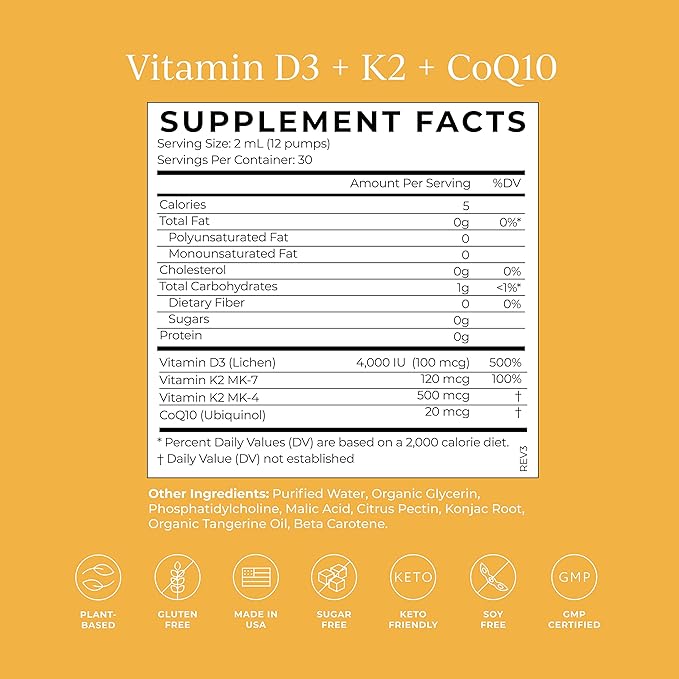 CYMBIOTIKA Synergy Vitamin B12 &amp D3 + K2 + CoQ10 Liposomal Delivery for Enhanced Absorption Energy Booster Supports Mood &amp Cell Production Immunity Support and Heart Health