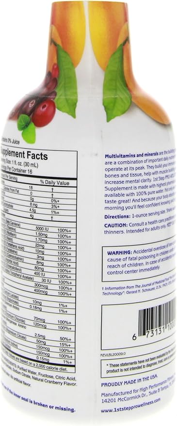 1st Step Pro-Wellness Liquid Multi-Vitamin and Mineral Supplement Citrus Burst 16-Ounce Bottles