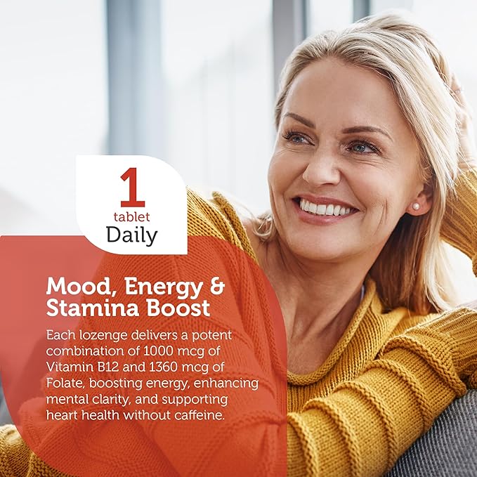 Zahler Energizer - Folate and B12 Supplement - Fast Dissolving Cherry Flavor Lozenges Dual Vitamin Methylated B12 &amp Folate Supplement with 1360 mcg Folic Acid (360 Count)