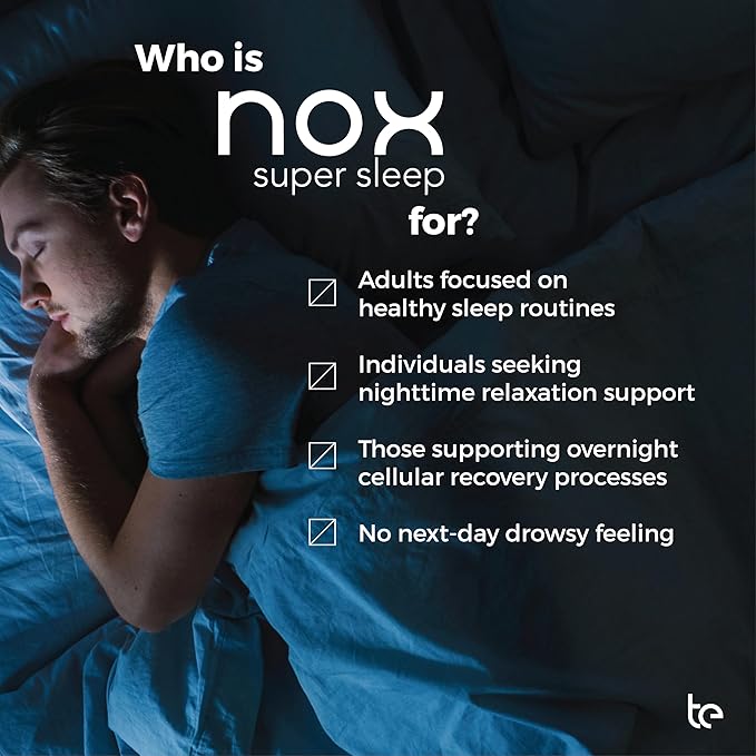 te Nox Super Sleep – Natural Sleep Aid for Relaxation &amp Circadian Rhythm Support | Helps Calm Restlessness Supports Melatonin Production &amp Sleep-Wake Cycle | Liquid Formula | Non-GMO | Made i