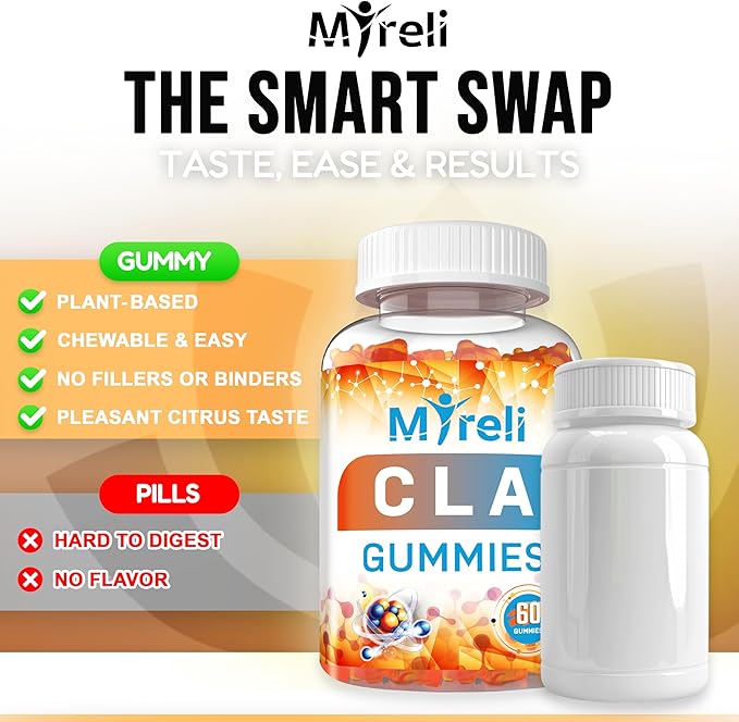 CLA 1000mg Vegan Gummies for Men and Woman 1000mg - 60 Vegan Conjugated Linoleic Acid Chews for Lean Body Support &amp Caloric Regulation Resistance Supplement Chews for Muscle Sugar-Free Non-GMO