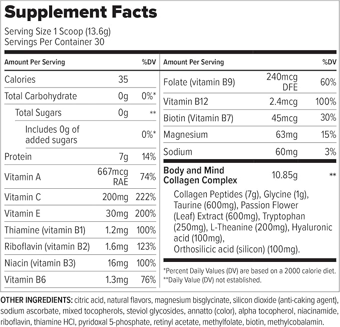 Essential Nutrition Collagen Resilience - Hydrolyzed Collagen Peptides Powder with Hyaluronic Acid Silicon Amino-Acids &amp Passion Flower Extract - Passion Fruit - 14.3 oz (30 Servings)
