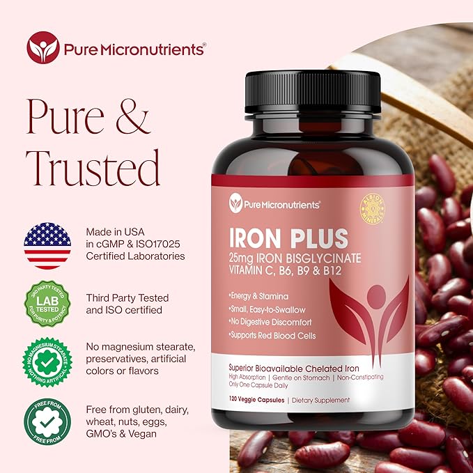 Mood Energy &amp Muscle Bundle - Pure Magnesium Glycinate &amp Iron Plus Supplement - Boost Energy Sleep Immunity &amp Muscle Support Pure Micronutrients