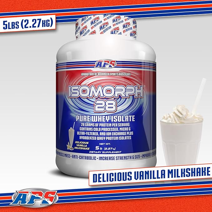 APS Nutrition Isomorph 28 Protein Powder | Pure Whey Isolate | Cold Pressed Ultra- Filtered &amp Ion Exchange Isolates | 28g Protein | 5 Pound (Vanilla Milkshake)