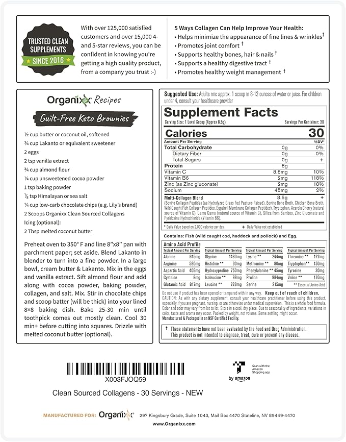 Organixx OrganiGreens (30 Servings) &amp Clean Sourced Collagens (30 Servings) Bundle Daily Super Greens &amp Protein w/Vitamin C &amp Zinc Supports Digestion Skin Hair Nails &amp Joint Healt