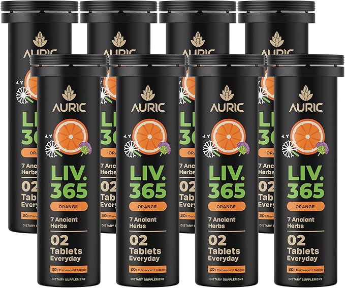 Auric Herbal Liver Support Supplement | Milk Thistle (Silymarin) Turmeric Garlic Ginger for Liver Health Advanced Detox &amp Cleansing Formula for Active Liver | 160 Tablets | Plant Based Gluten-F
