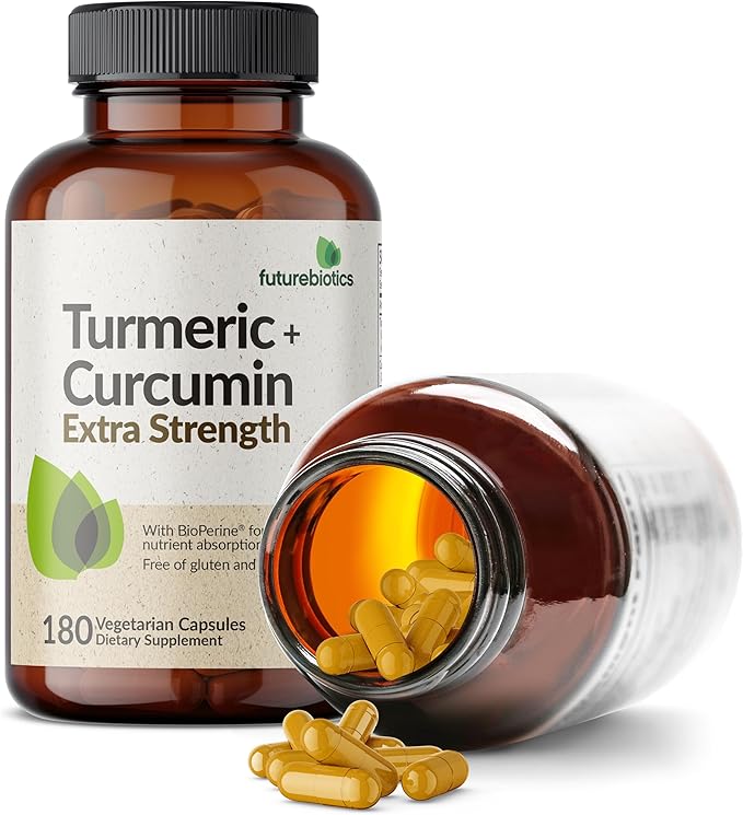 Futurebiotics Turmeric + Curcumin Antioxidant Joint &amp Digestion Support with BioPerine for Enhanced Nutrient Absorption Non-GMO 180 Vegetarian Capsules