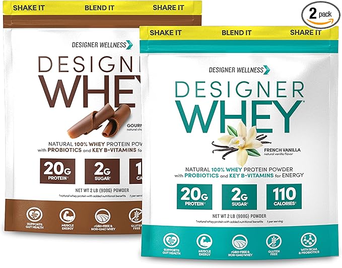 Designer Wellness Designer Whey 2lb French Vanilla and 2lb Gourmet Chocolate Bundle