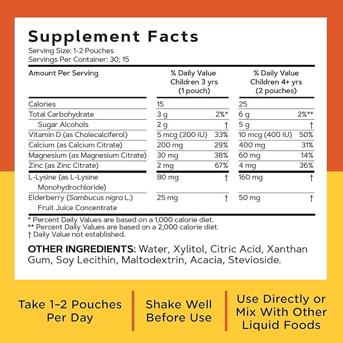 GNC Milestones Kids Premium Liquid Calcium+ Supplement Supports Healthy Growth &amp Development Strong Bones &amp Teeth for Kids 3 &amp Above Elderberry Flavor 30 Count