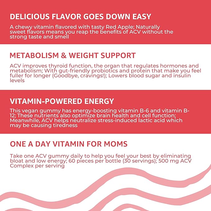 Baby Blues Apple Cider Vinegar Postpartum Gummies with B6 and B12 Vegan Non-GMO Postpartum Vitamins Breastfeeding Postnatal Vitamins for Women Post partum Dietary Supplements for Mom 60pcs