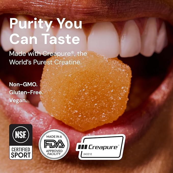 Create Creatine Monohydrate Gummies - Peach Pump Duo - Sour Peach &amp Sour Cherry - Creatine Gummies for Women &amp Men NSF Certified 3rd Party Tested Anti-Melting Formula 180 Count (2-Pack)