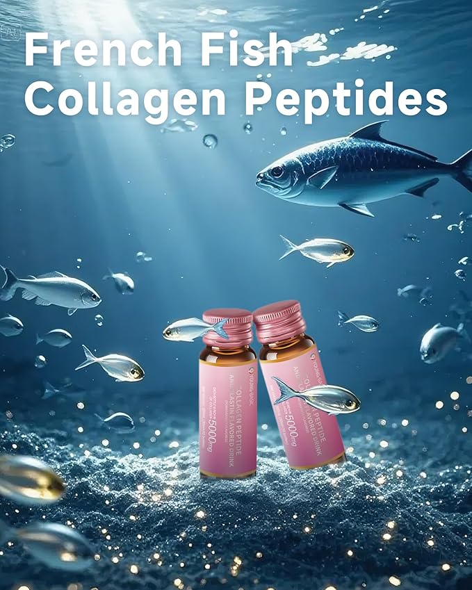 Ageless Beauty Marine Collagen Drink Liquid Collagen for women with 5000mg Franch Hydrolyzed Collagen Korean Collagen Tripeptide Skipjack Elastin Peptide Supports Skin Less Wrinkles 0 Additives