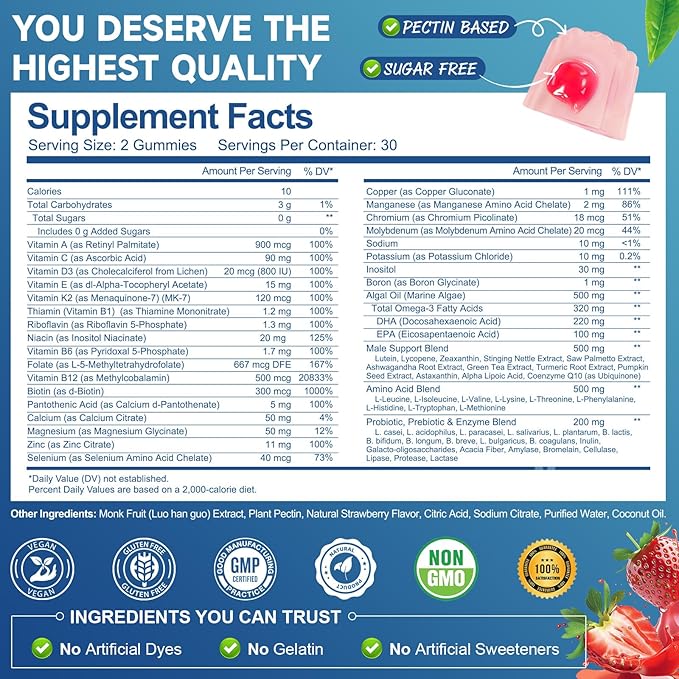 Totaria Multivitamin Gummies for Women &amp Men Bundle Strawberry Flavor