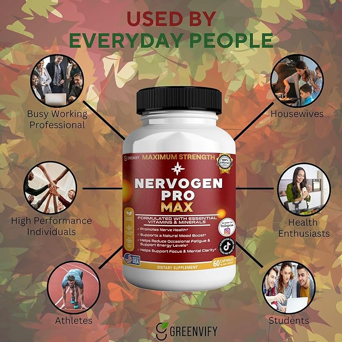 Nervogen Pro Max Nerve Health Support Supplement with B Vitamins 60 Capsules 30-Day Supply (2)