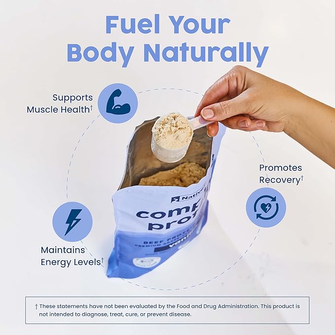NativePath Vanilla Beef Protein Powder - 20g Protein 30 Servings - Grass-Fed Pasture-Raised Isolate with MCTs - Dairy Free Zero Sugar Keto &amp Paleo Friendly