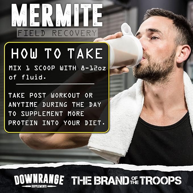DownRange Mermite Whey Protein Powder Post Workout Muscle Recovery and Energy Support Drink Mix Supplement with 20g Whey Protein 9g Amino Acid 30 Servings (Banana)