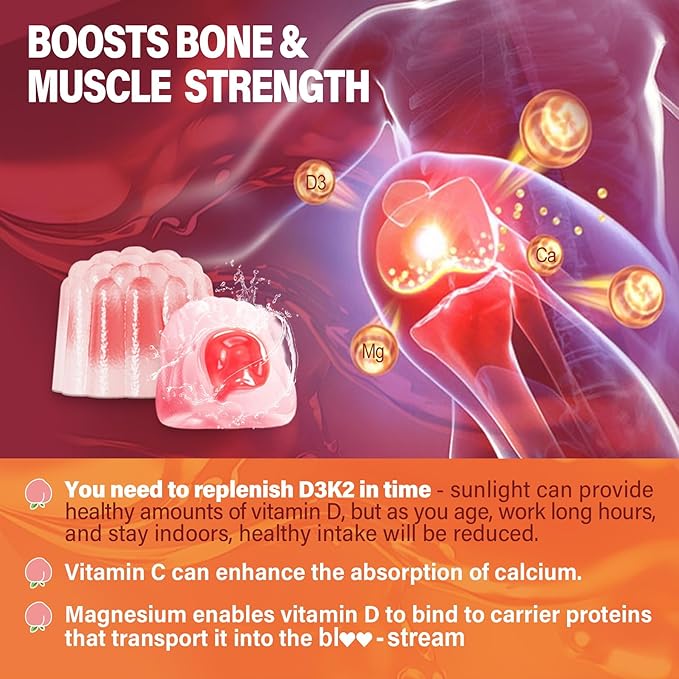 Collagen Peptide Gummies + Vitamin D3 K2 Gummies for Women &amp Men