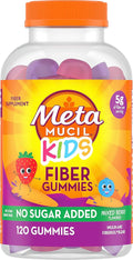 Metamucil Kids Fiber Gummies No Sugar Added 5g Prebiotic Plant-Based Fiber Supplement Blend Mixed Berry Flavored 120ct Gummies