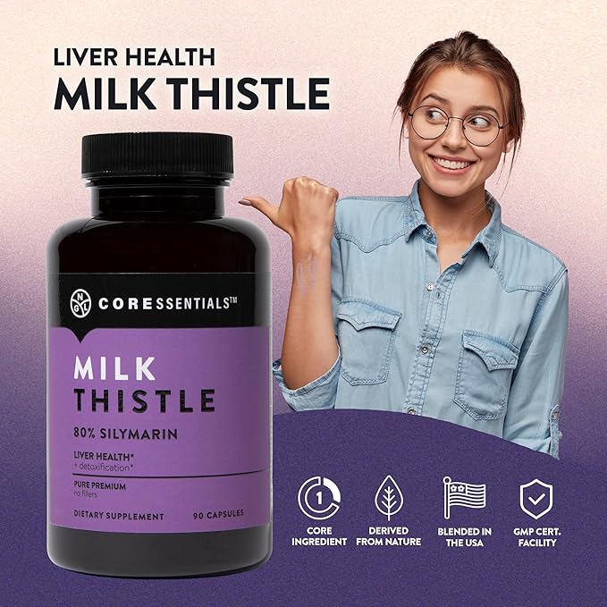 NGL Milk Thistle Extract 1300mg - 80% Silymarin Standardized - 90 Capsules for Liver Support 45 Servings