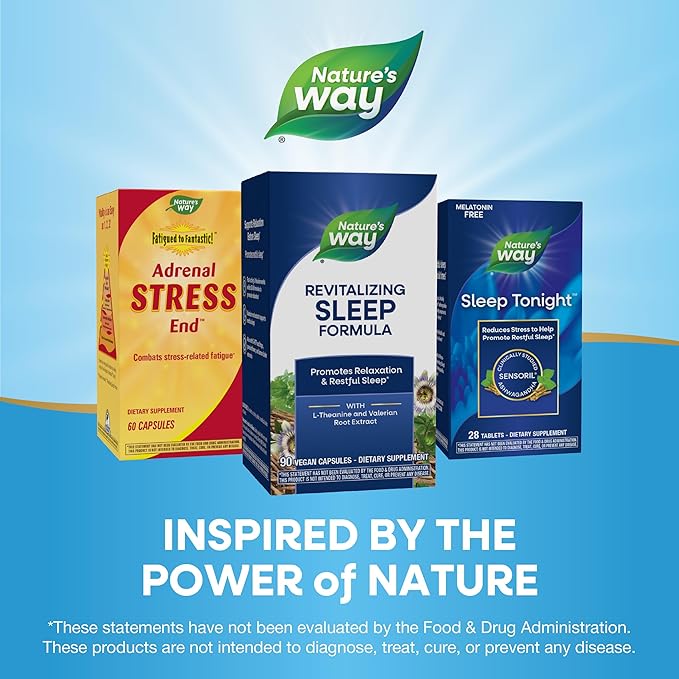 Nature's Way Revitalizing Sleep Formula Promotes Restful Slumber* With L-Theanine Valerian Root Extract and 5-HTP 90 Capsules (Packaging May Vary)