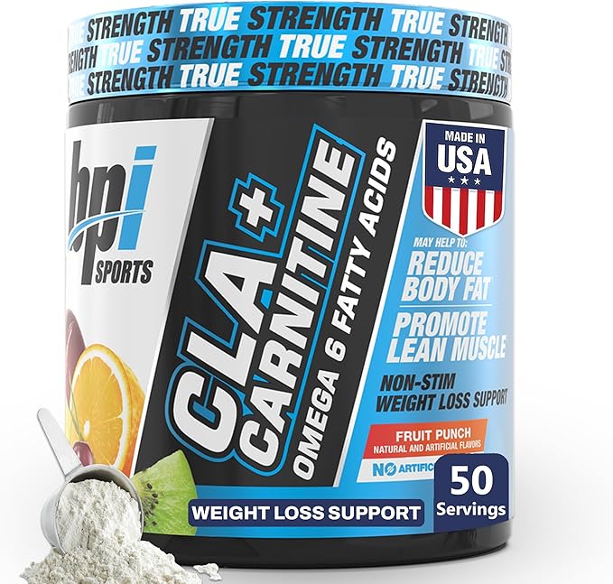 BPI Sports CLA+Carnitine – CLA L Carnitine &amp Linoleic Acid – L Carnitine Supplement for Weight Loss Metabolism &amp Lean Muscle – Caffeine Free – Fruit Punch – 50 Servings – 12.34 oz