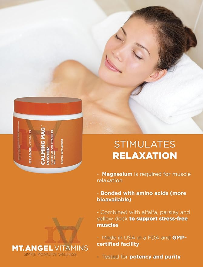 Mt. Angel Vitamins - Calming Mag Powder Magnesium Plus Vitamin D3 (300 Grams)