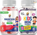 SUNNY SAM Iron Gummies for Kids &amp Adults &amp Magnesium Gummies for Adults - 500mg - Calm Magnesium Chews - Magnesium Citrate Chewable Supplement for Mood &amp Muscle Support. Iron Vitamins with