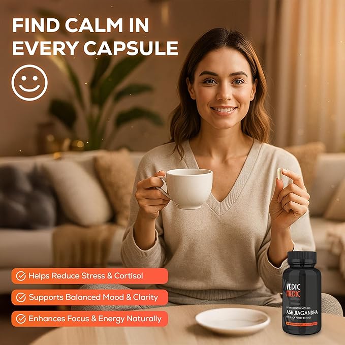 Organic Ashwagandha Capsules Extra Strength 3000mg with Black Pepper Extract - Stress Relief Mood Enhancer Energy Support - Non-GMO Vegan Gluten Free (120)