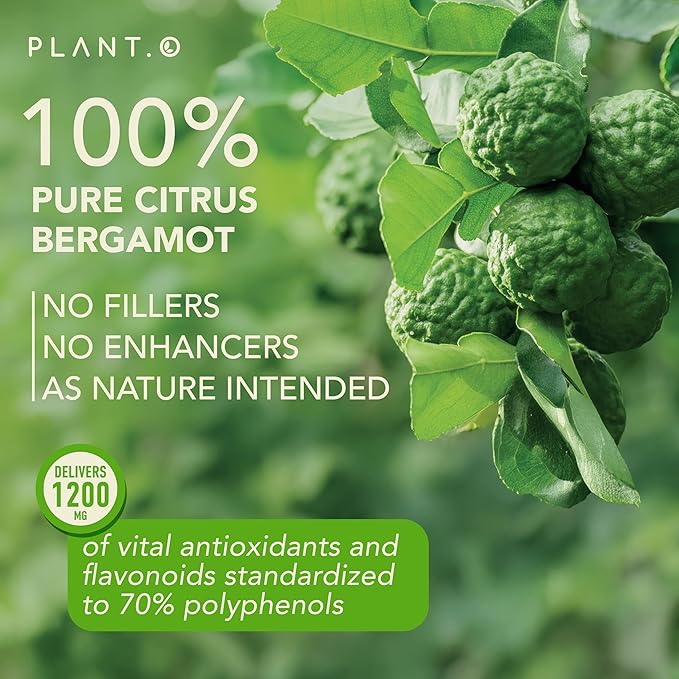 Citrus Bergamot Supplement 1200mg Highly Concentrated to 70% Polyphenols - Pure Bergamot Extract for Heart Health Immunity Antioxidant - 60 Veggie Capsules Made in USA