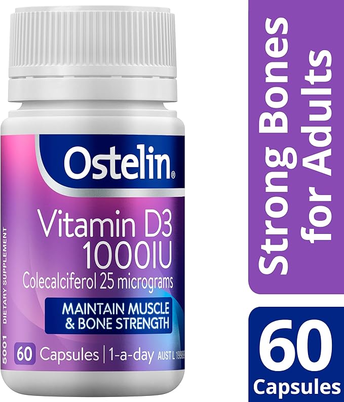 Vitamin D3 for Keeping Bones and Muscle Healthy and Strong - Boost Your Immune System - 1000IU - 1 Daily Supplement - 60 Capsules