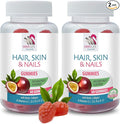 Beautiful Skin Healthy Hair Strong Nails - HAIR SKIN &amp NAILS GUMMIES - biotin gummies Essential Vitamins Collagen Biotin Passion Fruit Nourishing Formula Antioxidant 2 Bottles 120 Gummi