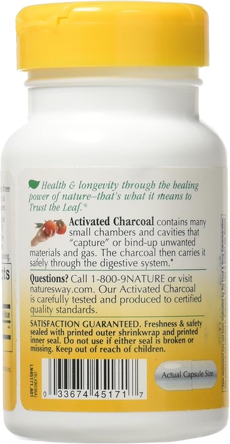 Nature's Way Activated Charcoal 560 mg Charcoal per serving 100 Capsules
