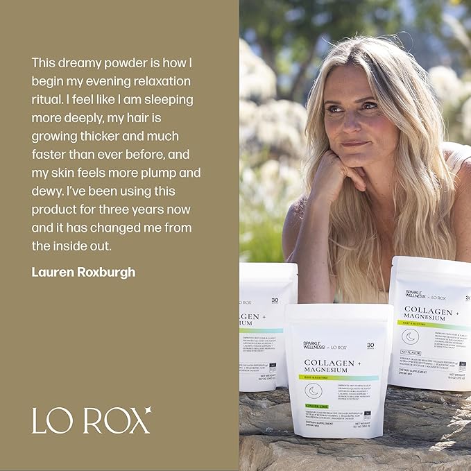 Collagen + Magnesium | VERISOL Bioactive Collagen Peptides Magnesium Glycinate &amp Taurate Salts | Lauren Roxburgh Rest + Restore | Calming Nightly Beauty Routine (No Flavor) [30 Serves]