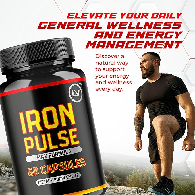 (2 Pack) IronPulse Capsules Iron Pulse Capsules Max Formula IronPulse Support IronPulse Pills Iron Pulse Support Pills 120 Capsules for 2 Months