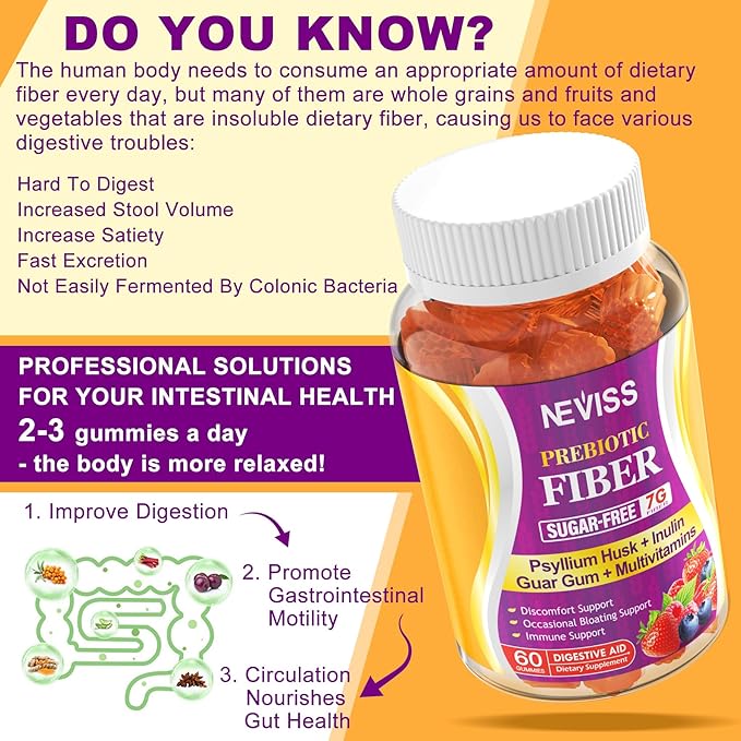 NEVISS Fiber Gummies for Adults &amp Probiotics for Kids Teen + Veggie &amp Fruit Fiber Gummies